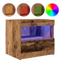 Tables de chevet  avec lumières LED 2 pcs Bois ancien 50x40x45 cm