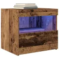 Tables de chevet  avec lumières LED 2 pcs Bois ancien 50x40x45 cm