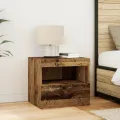 Tables de chevet  avec lumières LED 2 pcs Bois ancien 50x40x45 cm