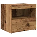 Tables de chevet  avec lumières LED 2 pcs Bois ancien 50x40x45 cm