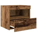 Tables de chevet  avec lumières LED 2 pcs Bois ancien 50x40x45 cm