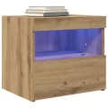 Tables de chevet  avec lumières LED 2 pcs Chêne Artisan 50x40x45 cm