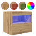 Tables de chevet  avec lumières LED 2 pcs Chêne Artisan 50x40x45 cm