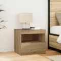 Tables de chevet  avec lumières LED 2 pcs Chêne Artisan 50x40x45 cm