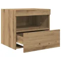 Tables de chevet  avec lumières LED 2 pcs Chêne Artisan 50x40x45 cm