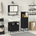 Ensemble de meubles de salle de bain 3 pièces en chêne noir et bois de contrainte