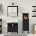 Ensemble de meubles de salle de bain 3 pièces en chêne noir et bois de contrainte