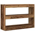 Bibliothèque/Paravent  en bois vieilli, 100x30x72 cm, Fabriqué en bois reconstitué