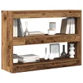 Bibliothèque/Paravent  en bois vieilli, 100x30x72 cm, Fabriqué en bois reconstitué
