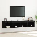 Meubles TV  avec éclairage LED 2 pcs Chêne noir 80x30x30 cm