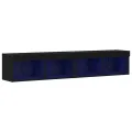 Meubles TV  avec éclairage LED 2 pcs Chêne noir 80x30x30 cm