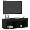 Meubles TV  avec éclairage LED 2 pcs Chêne noir 80x30x30 cm