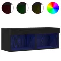 Meubles TV  avec éclairage LED 2 pcs Chêne noir 80x30x30 cm