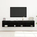 Meubles TV  avec éclairage LED 2 pcs Chêne noir 80x30x30 cm