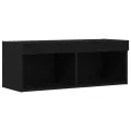 Meubles TV  avec éclairage LED 2 pcs Chêne noir 80x30x30 cm