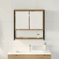 Armoire à miroir de salle de bain Chêne artisanal 60x16x60 cm Bois d'ingénierie