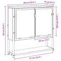 Armoire à miroir de salle de bain Chêne artisanal 60x16x60 cm Bois d'ingénierie
