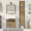 Ensemble meuble de salle de bain en chêne artisan, fait en bois d'ingénierie