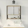 Meuble de salle de bain miroir  Chêne Sonoma 60x16x60 cm en bois d'ingénierie