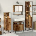 Ensemble de meubles de salle de bain 4 pièces en bois ancien, bois d'ingénierie