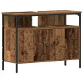 Meuble sous lavabo avec vasque intégrée - Aspect bois ancien