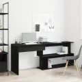 Bureau  Noir Chêne 200x50x76 cm en bois d'ingénierie