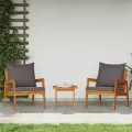 Ensemble de Bistro 3 Pièces avec Coussins en Bois d'Acacia