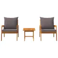 Ensemble de Bistro 3 Pièces avec Coussins en Bois d'Acacia