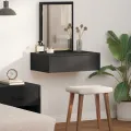 Table de Maquillage Murale Chêne Noir 60x40x70 cm