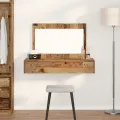 Table de maquillage murale - Bois vintage - 100x40x70 cm