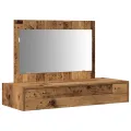 Table de maquillage murale - Bois vintage - 100x40x70 cm