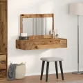 Table de maquillage murale - Bois vintage - 100x40x70 cm