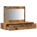 Table de maquillage murale - Bois vintage - 100x40x70 cm