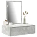 Table de maquillage murale gris béton 60x40x70 cm