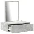 Table de maquillage murale gris béton 60x40x70 cm