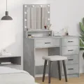 Table de maquillage  avec des lumières LED en gris béton, 50x41x135 cm