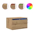 Cabinet de chevet  avec LED en chêne artisanal 50x36x30 cm