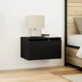 Meuble de chevet  avec LED monté au mur en chêne noir 50x36x30 cm
