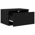 Meuble de chevet  avec LED monté au mur en chêne noir 50x36x30 cm