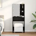 Table de maquillage LED  en chêne noir, 60x40x140 cm, Fabriquée en bois d'ingénierie