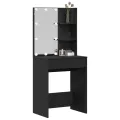 Table de maquillage LED  en chêne noir, 60x40x140 cm, Fabriquée en bois d'ingénierie