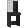 Table de maquillage LED  en chêne noir, 60x40x140 cm, Fabriquée en bois d'ingénierie