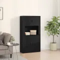 Haut placard Noir Chêne 80x33x150 cm Bois d'ingénierie