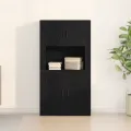 Haut placard Noir Chêne 80x33x150 cm Bois d'ingénierie