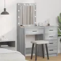 Table de maquillage  avec lumières LED Gris Sonoma 50x41x135 cm