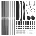 Set de Poteaux de Clôture Ensemble de 2 Gris Métal, Plastique