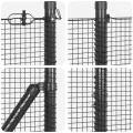 Set de Poteaux de Clôture Ensemble de 2 Gris Métal, Plastique