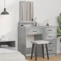 Table de maquillage avec des tiroirs gris béton 50x41x140 cm