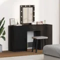 Set de table de maquillage 3 pièces avec éclairage LED en bois noir