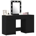 Set de table de maquillage 3 pièces avec éclairage LED en bois noir